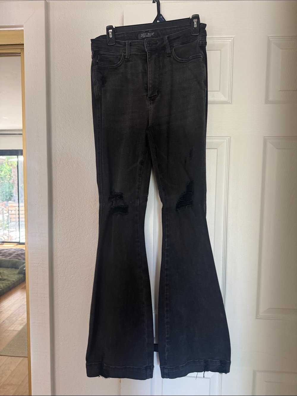 Judy Blue Black Distressed Flare Jeans